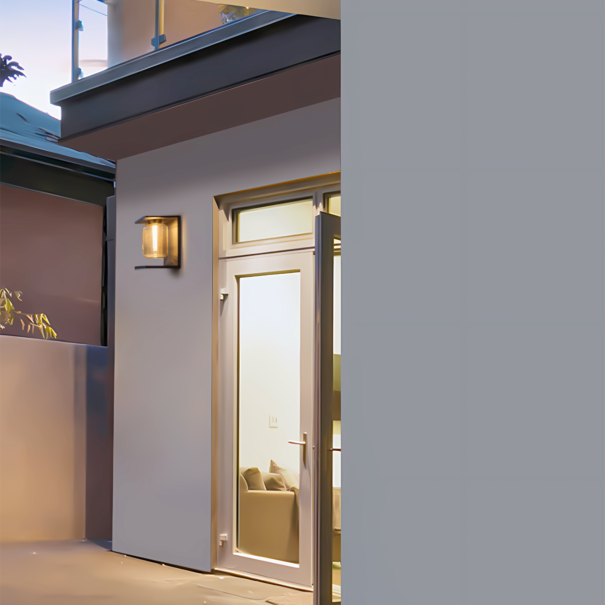 Moderne Außenwandleuchte LED Solar Quadrat Schwarz Metall/Glas Garten