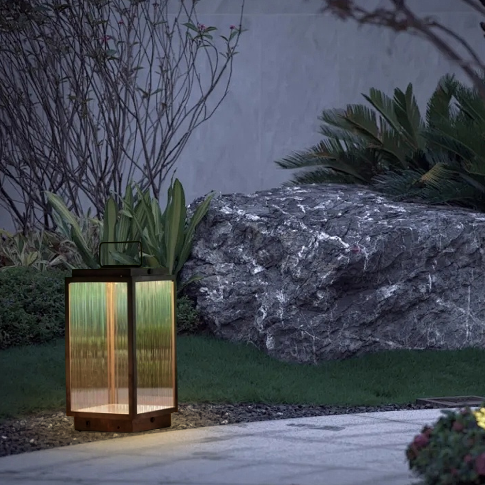 Industrielle Außenstehleuchte LED Rechteckig  Metall Schwarz Garten
