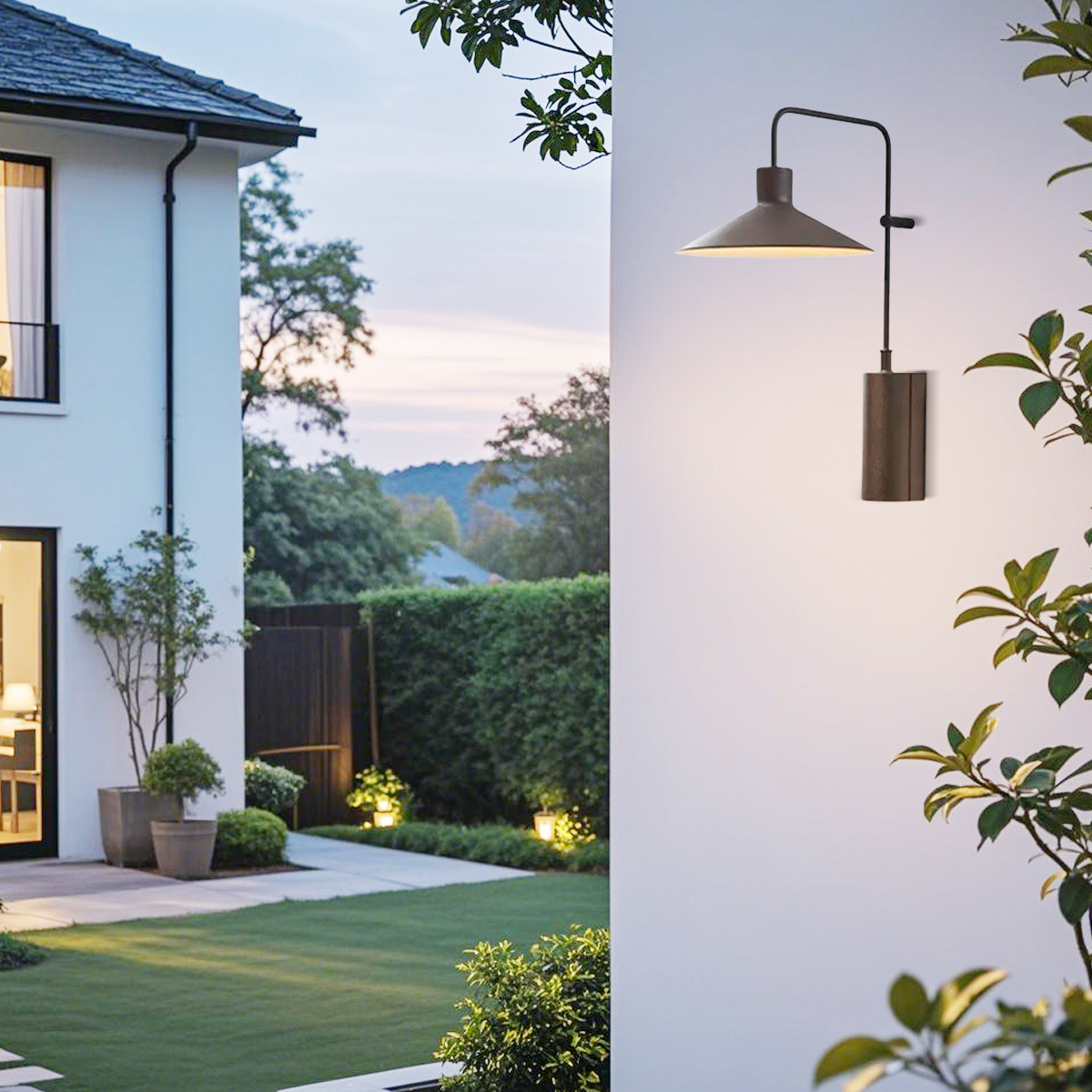 Industriell Außenwandleuchte LED Kaffee Metall Sensor Terrasse
