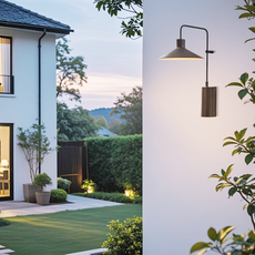 Industriell Außenwandleuchte LED Kaffee Metall Sensor Terrasse
