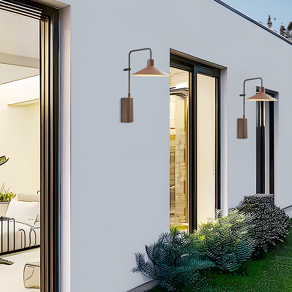 Industriell Außenwandleuchte LED Kaffee Metall Sensor Terrasse