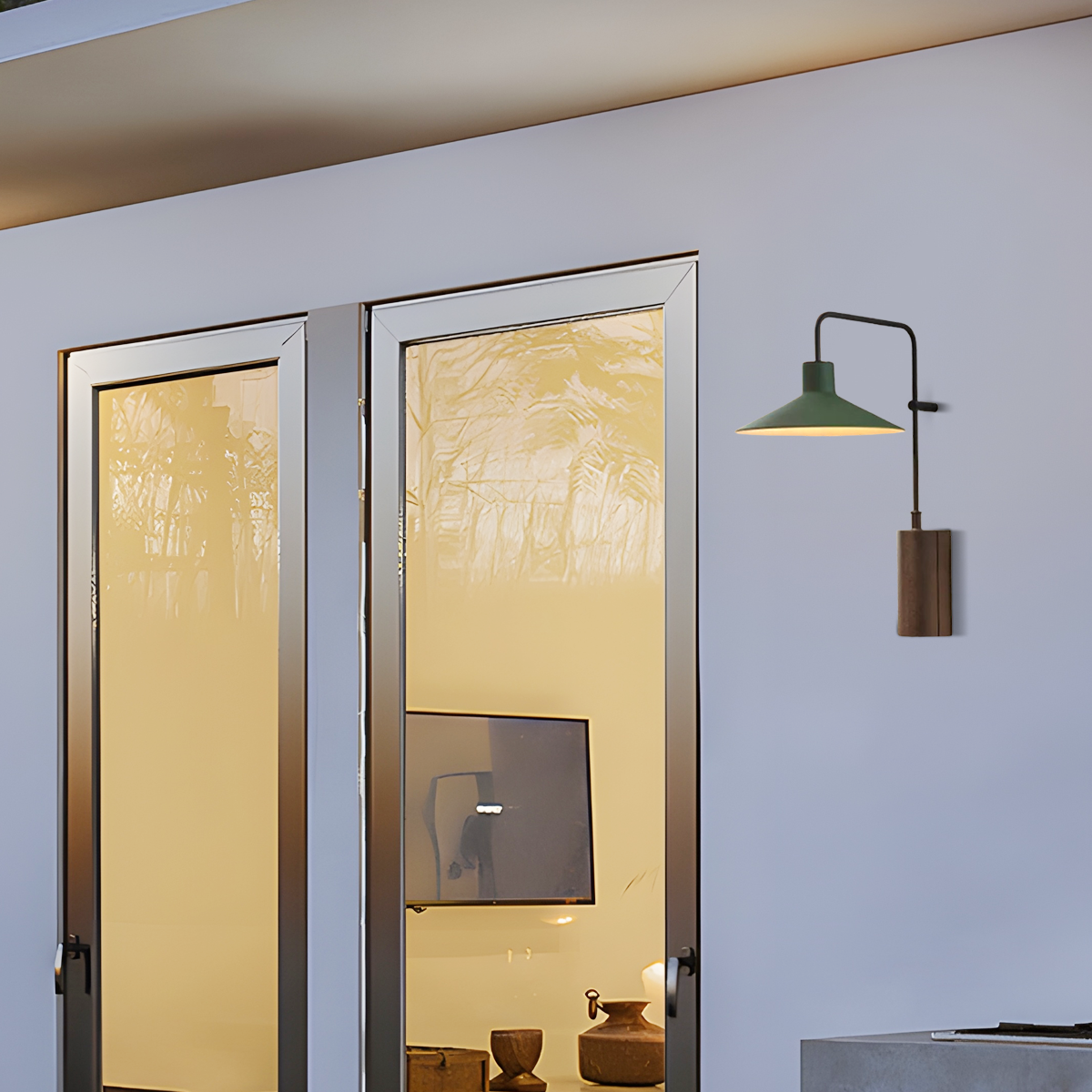 Industriell Außenwandleuchte LED Kaffee Metall Sensor Terrasse