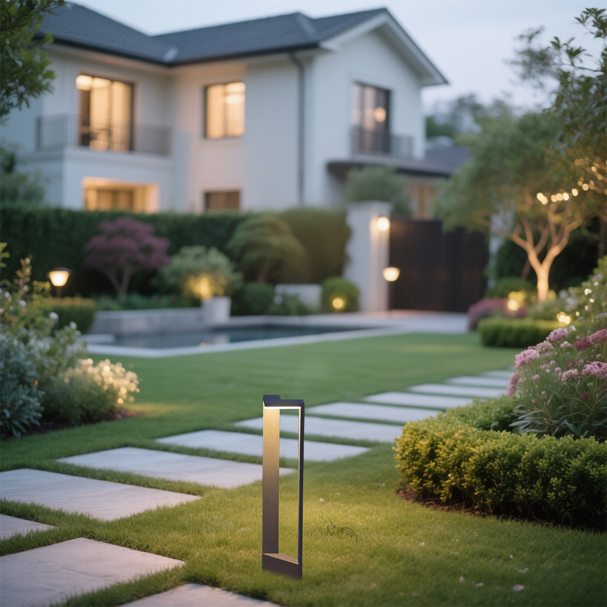 Minimalistische Außenstehleuchte LED Rechteckig Metall Schwarz Garten