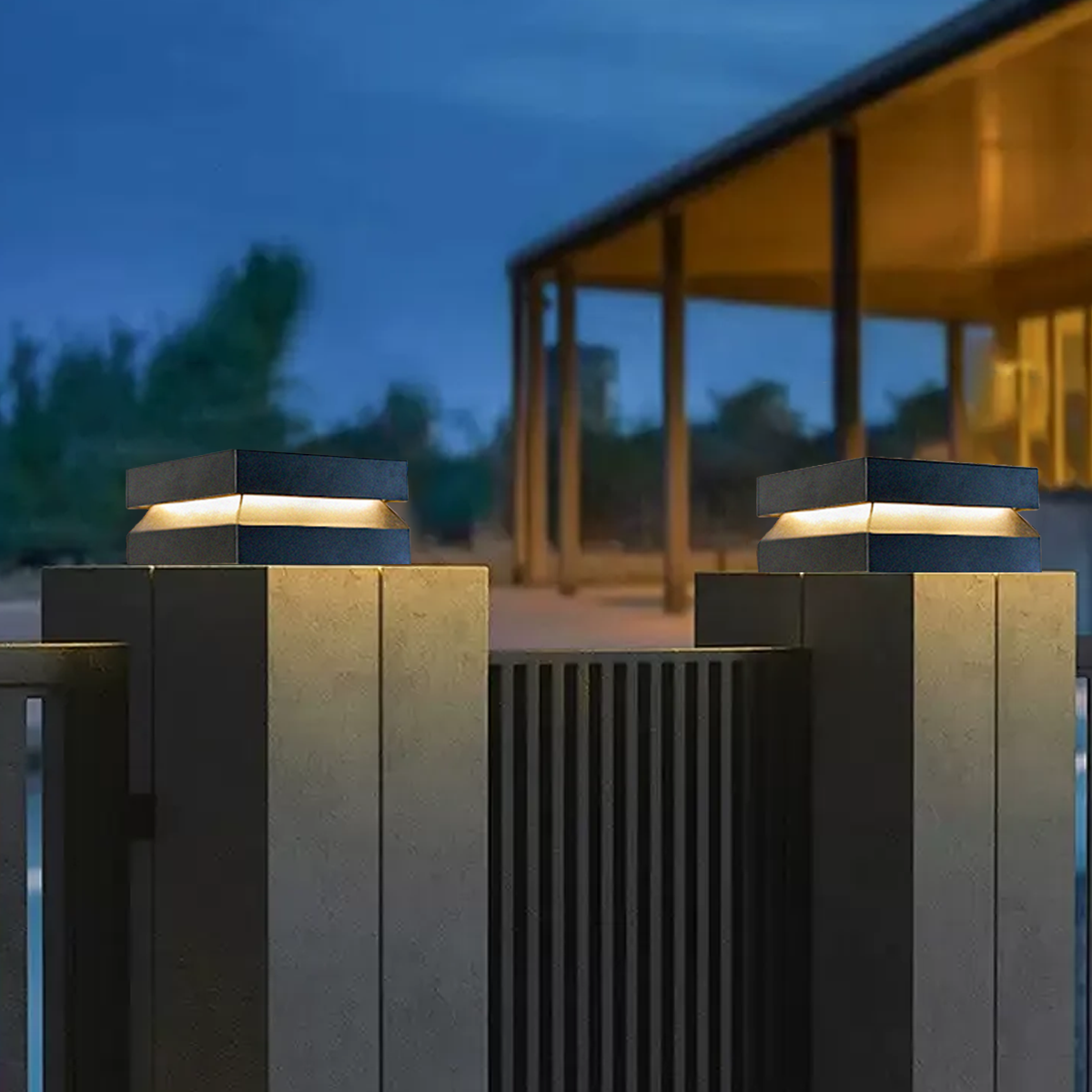 Modern Außensokelleuchte LED Metall Rechteckig Schwarz Solar Garten