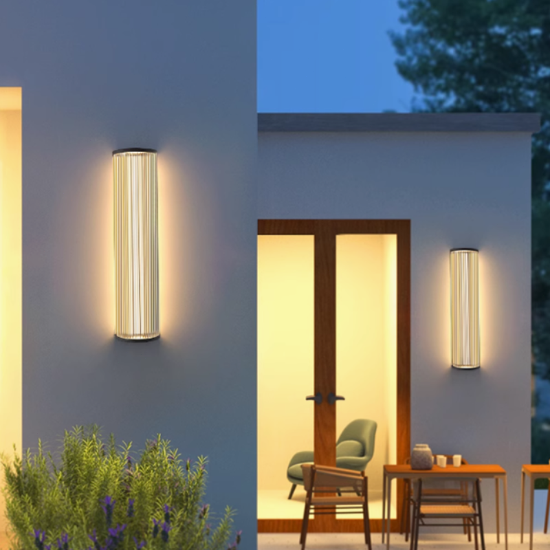 Modern Metall Wandlampe LED Zylindrisch Schwarz Hof