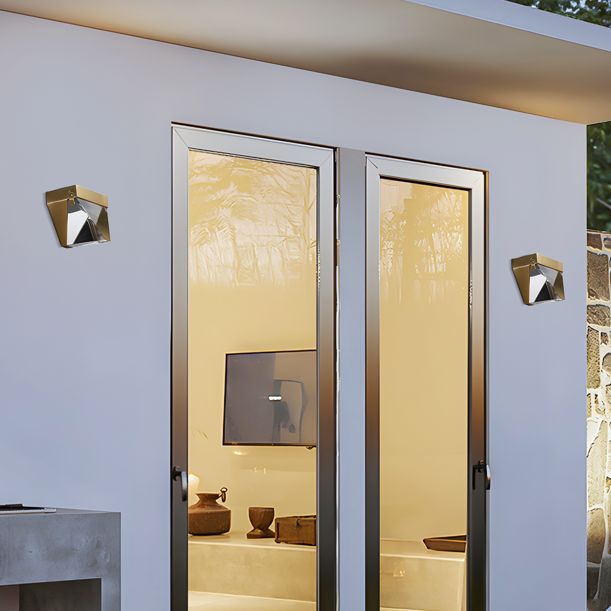 Moderne Außenwandleuchte LED Unregelmäßig Metall Gold Terrasse/Garten