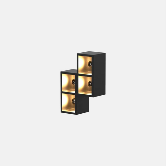 Industrielle Wandleuchte Schwarz Metall Glas Würfel Außen