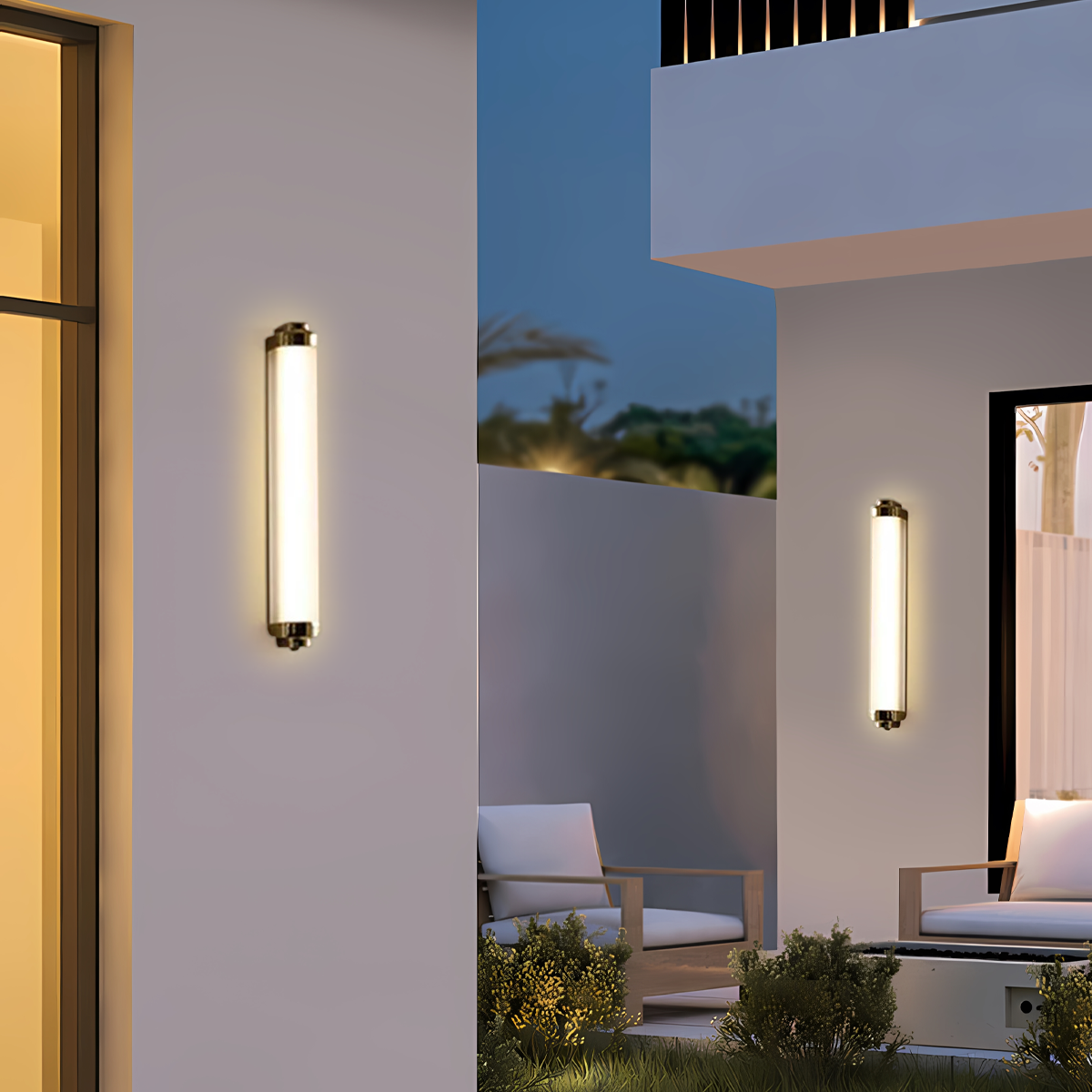 Minimalistisch Außenwandleuchte LED Zylindrisch Glas Gold Terrasse