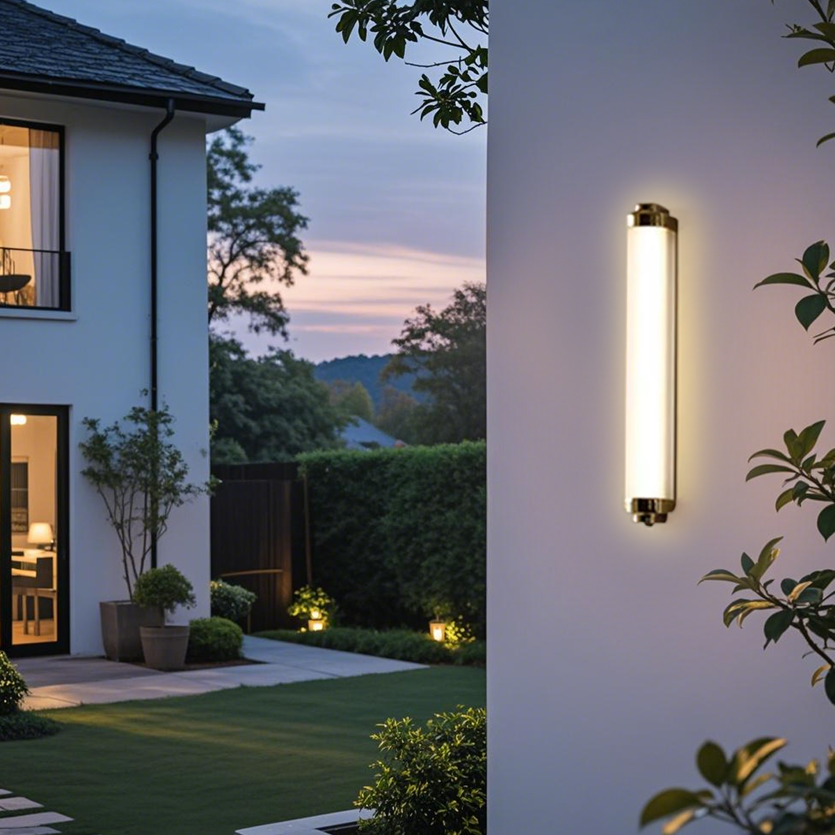 Minimalistisch Außenwandleuchte LED Zylindrisch Glas Gold Terrasse