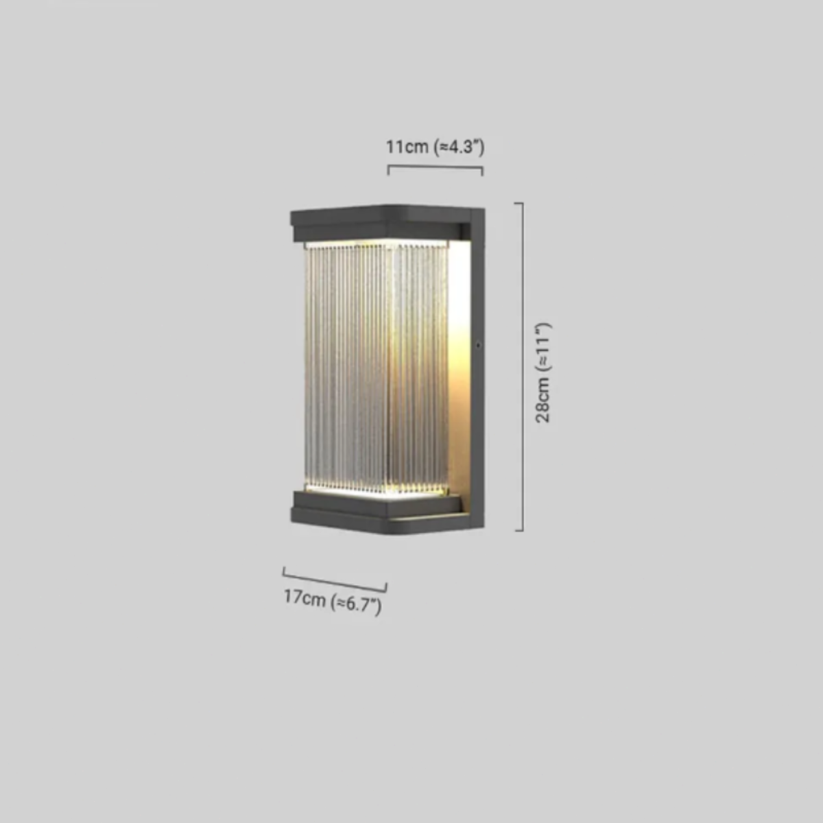 Industriell Wandlampe Glas Schwarz Flur