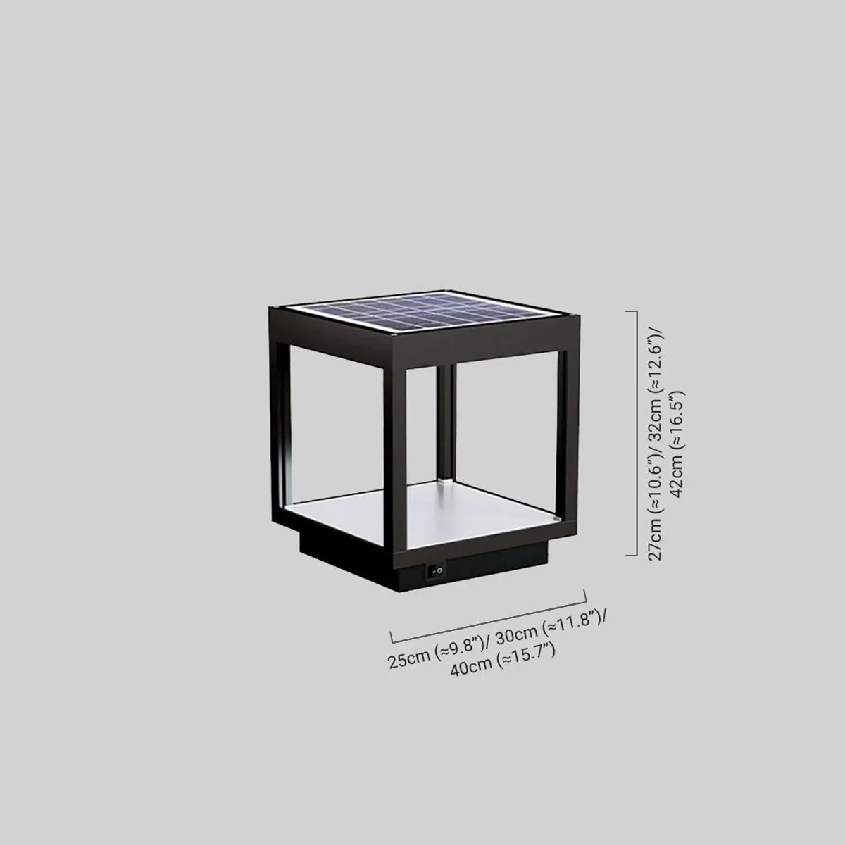 Minimalistische Außenstehleuchte LED Quadratisch Schwarz Metall Solar Garten 