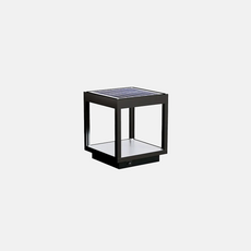 Minimalistische Außenstehleuchte LED Quadratisch Schwarz Metall Solar Garten 