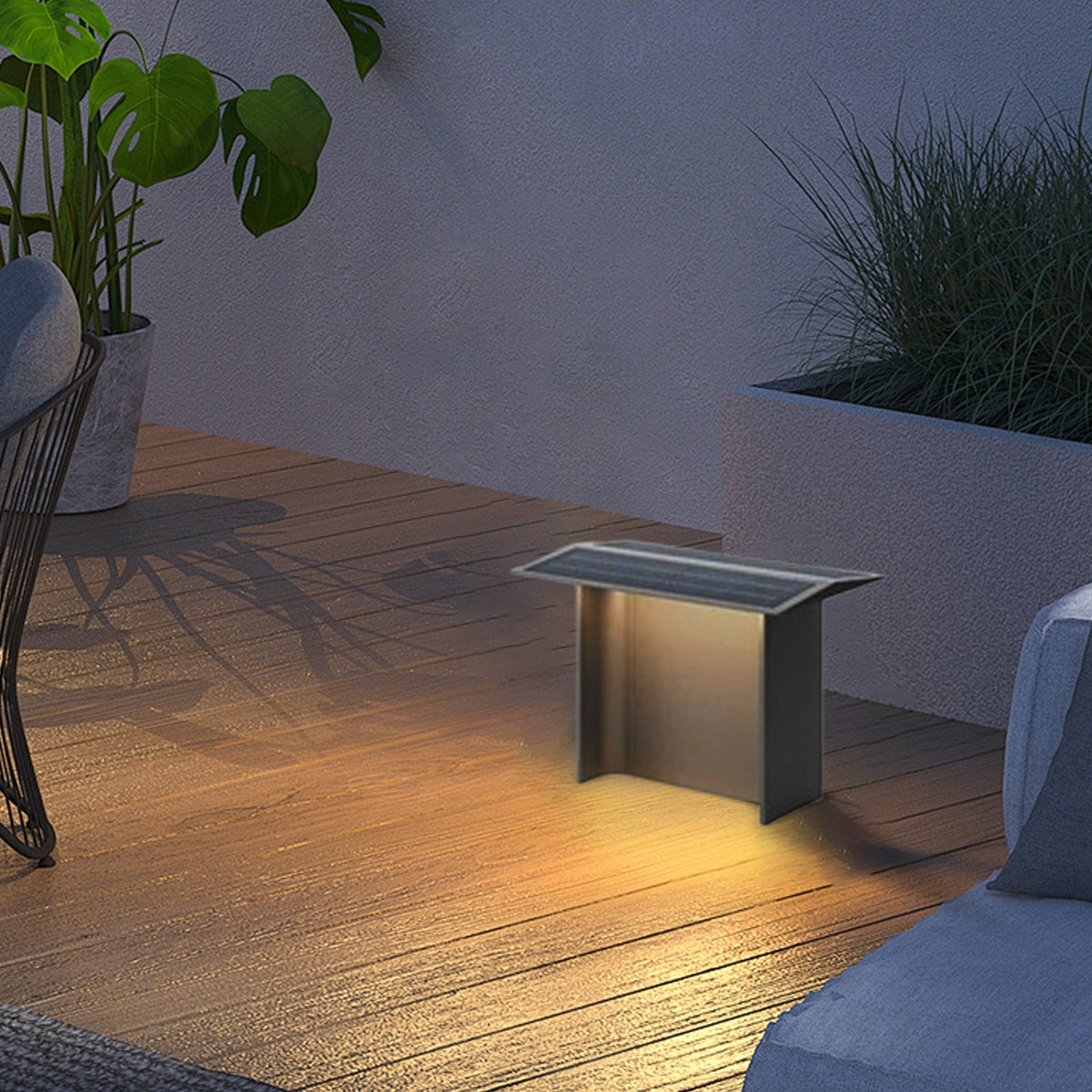 Moderne Außenleuchte LED Schwarz/Grau Metall Solar Garten