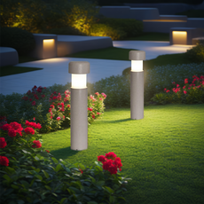 Minimalistische Außenleuchte LED  Zylindrisch Grau Metall 