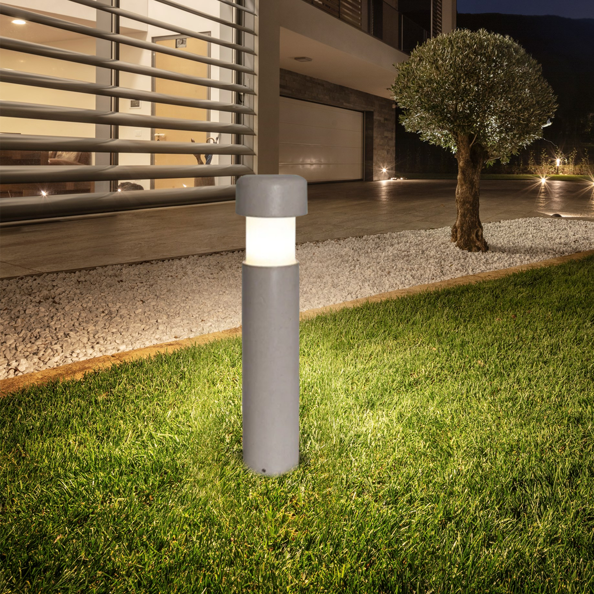 Minimalistische Außenleuchte LED  Zylindrisch Grau Metall 