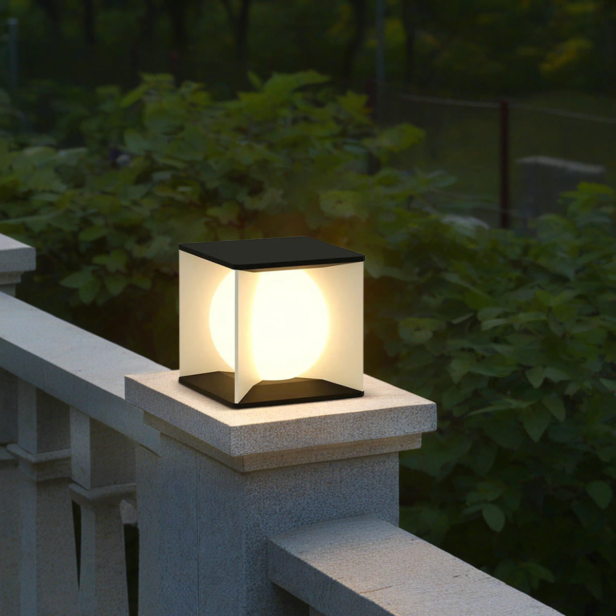 Modern Außensockelleuchte LED Quadratisch Schwarz Metall Hof