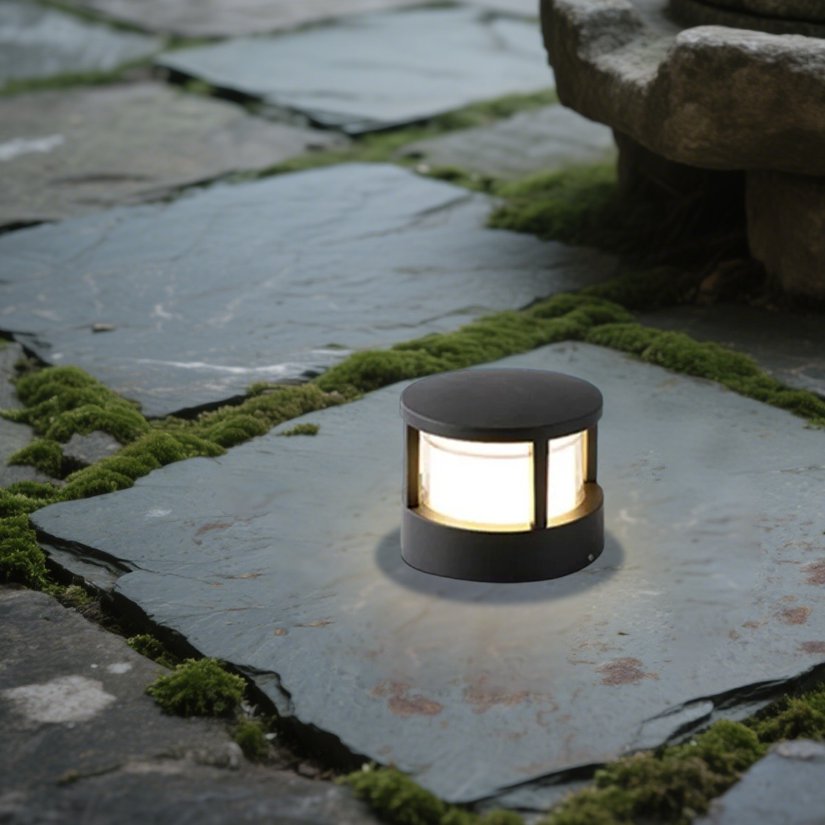 Industriell Außenstehleuchte LED Zylindrische Schwarz Metall Garten
