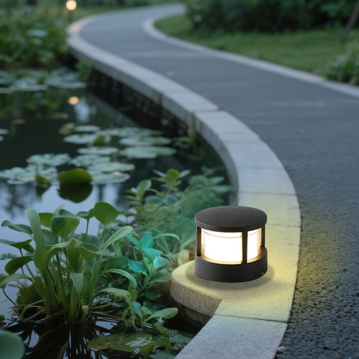 Industriell Außenstehleuchte LED Zylindrische Schwarz Metall Garten