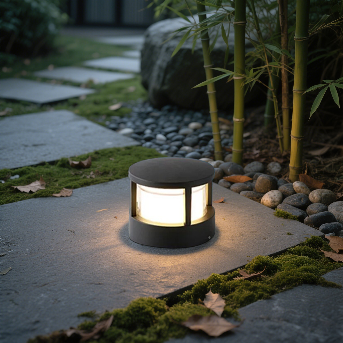 Industriell Außenstehleuchte LED Zylindrische Schwarz Metall Garten