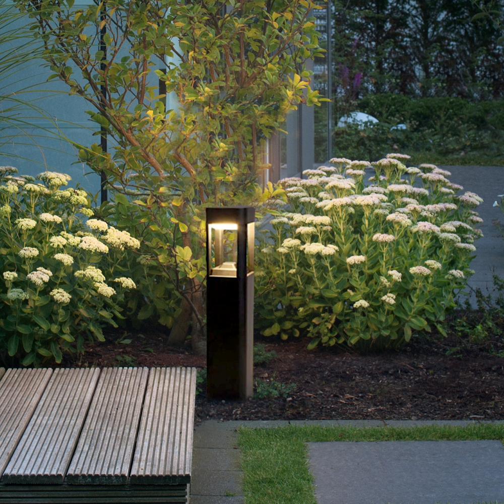 Modern Außenstehleuchte LED Rechteckig Schwarz Metall Terrasse