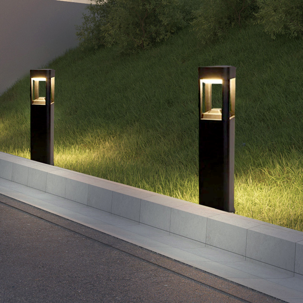 Modern Außenstehleuchte LED Rechteckig Schwarz Metall Terrasse