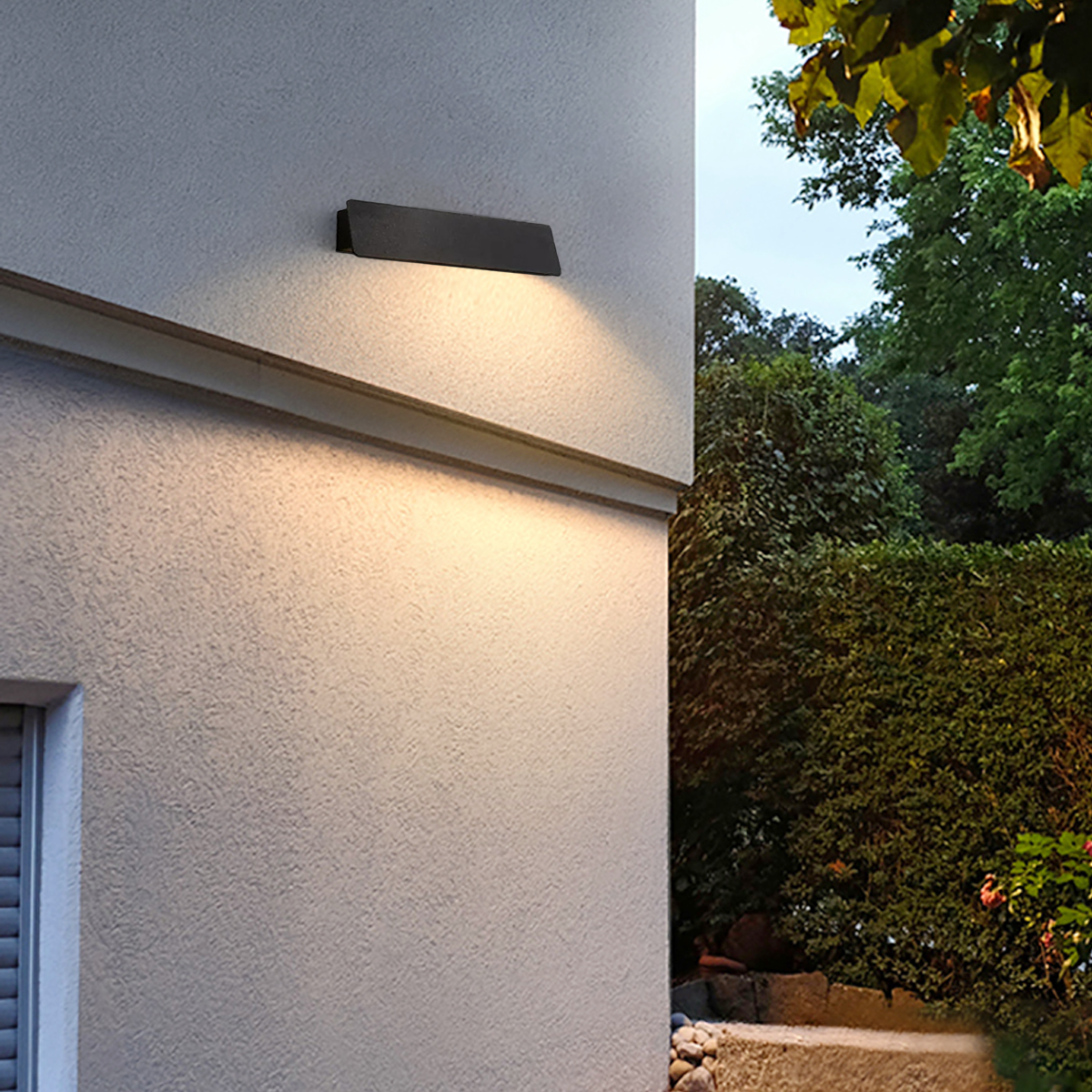 Moderne Außenwandleuchte LED Schwarz Metall Solar Garten