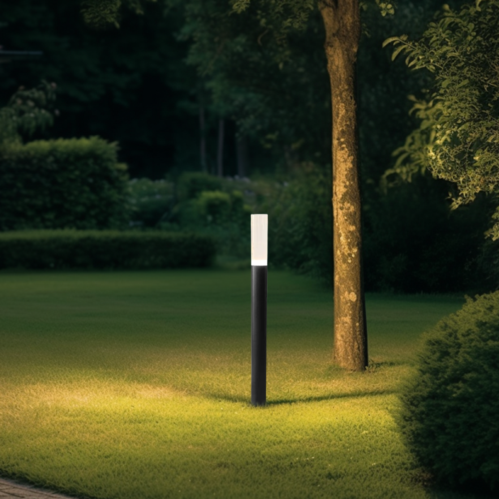 Moderne Außenlampe Schwarz Metall Acryl Zylindrisch Außen