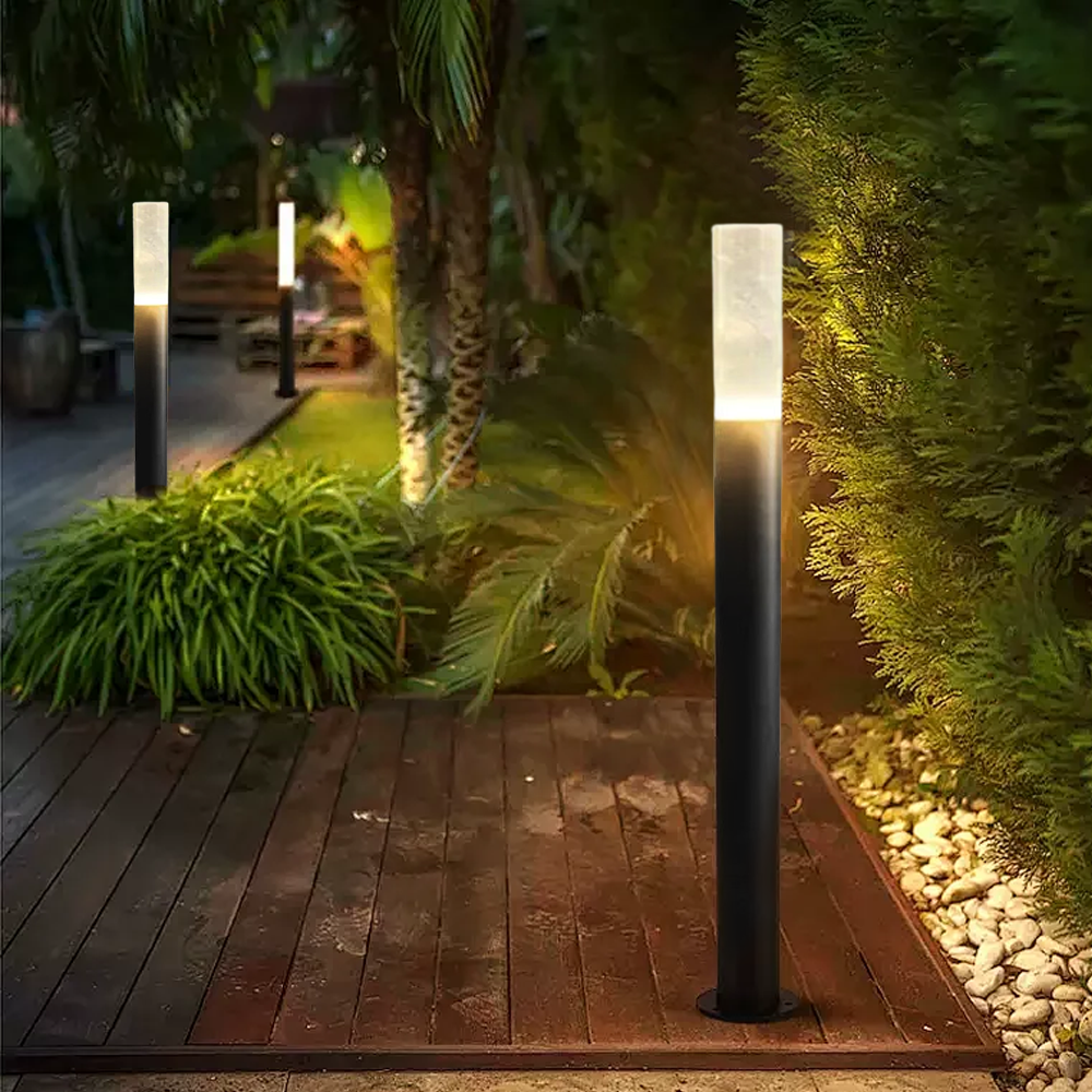 Moderne Außenlampe Schwarz Metall Acryl Zylindrisch Außen