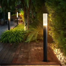 Moderne Außenlampe Schwarz Metall Acryl Zylindrisch Außen