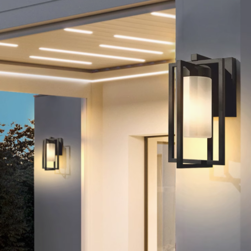 Modern Wandlampe Metall Schwarz Terrasse