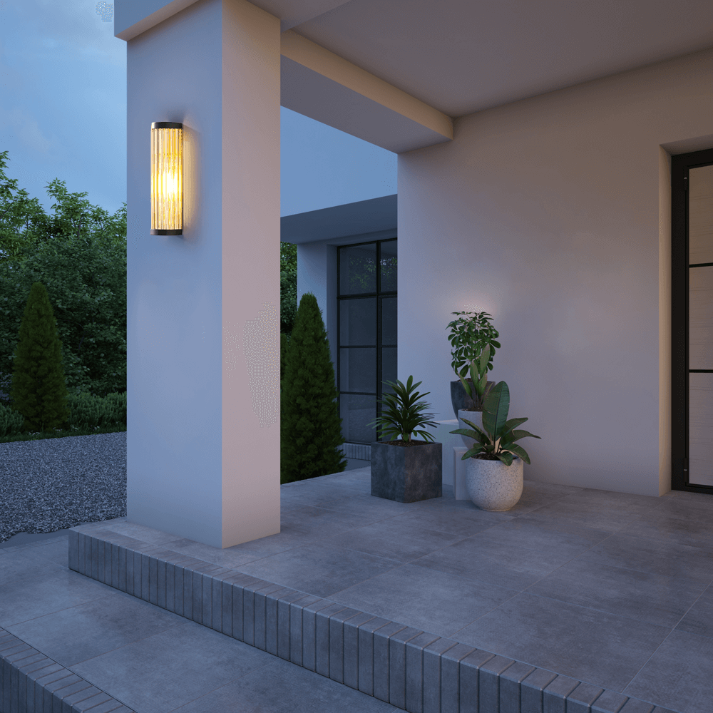 Moderne Außenwandleuchte LED Halbkreisförmig Glas Schwarz Terrasse/Garten/Balkon