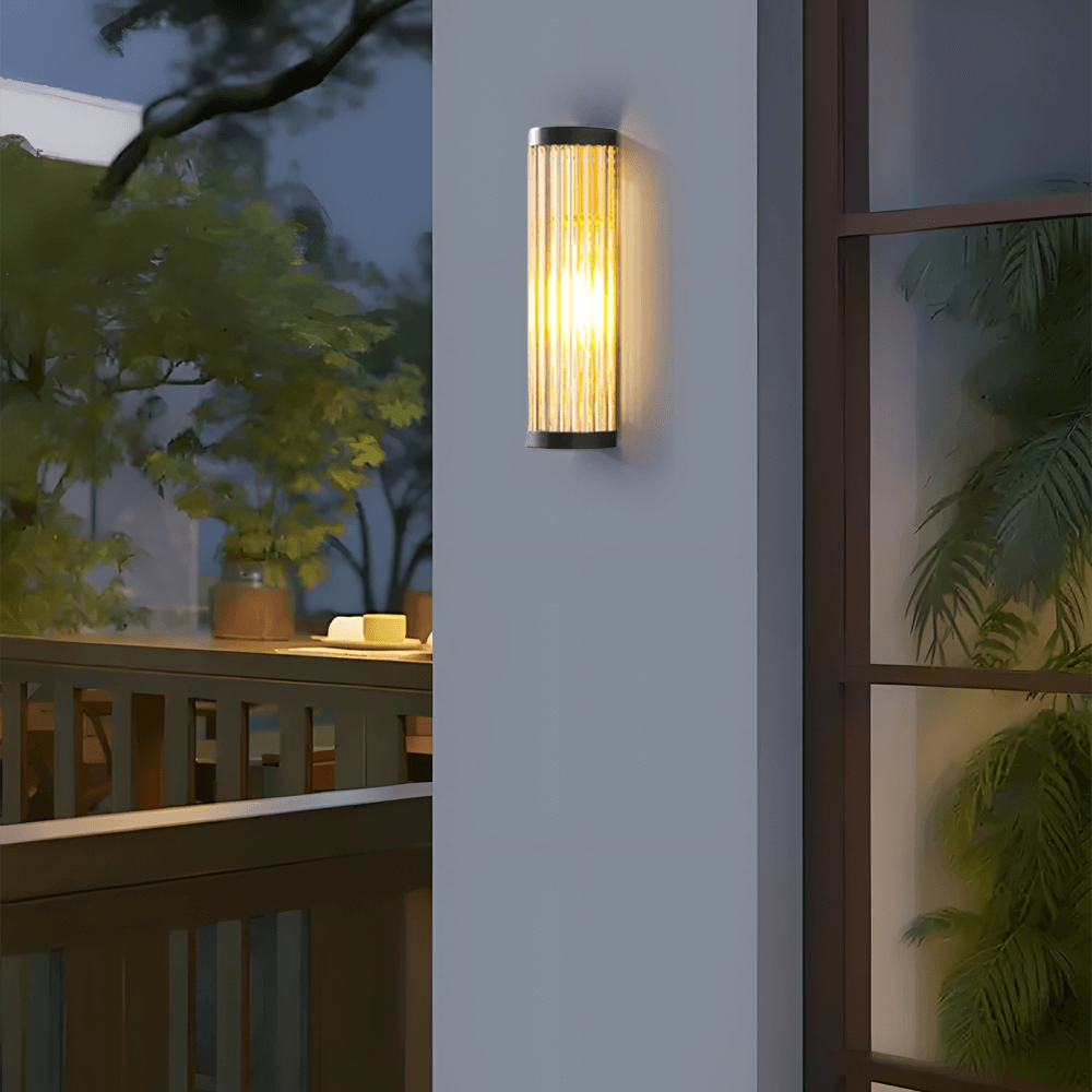 Moderne Außenwandleuchte LED Halbkreisförmig Glas Schwarz Terrasse/Garten/Balkon