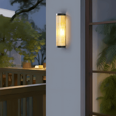 Moderne Außenwandleuchte LED Halbkreisförmig Glas Schwarz Terrasse/Garten/Balkon