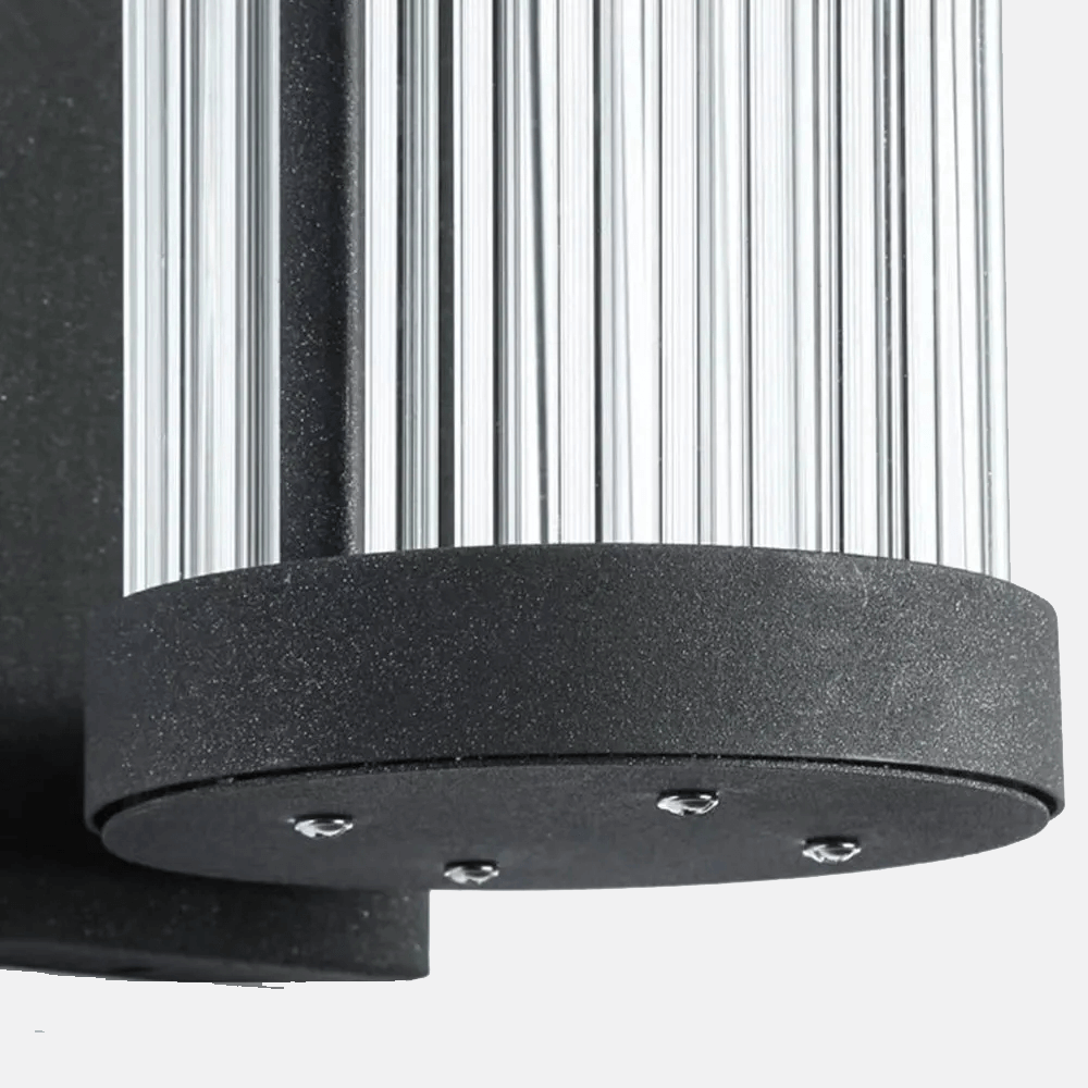 Moderne Außenwandleuchte LED Halbkreisförmig Glas Schwarz Terrasse/Garten/Balkon