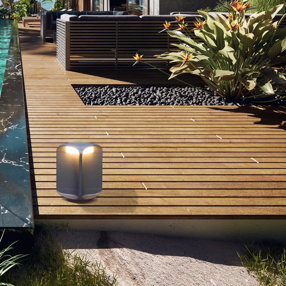 Minimalistisch Außenstehleuchte  LED Zylinder Schwarz Metall Garten