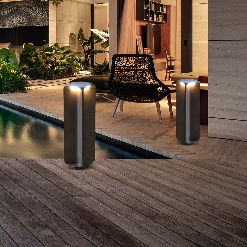 Minimalistisch Außenstehleuchte  LED Zylinder Schwarz Metall Garten