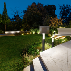 Modern Außenwegeleuchte LED Sensor Schwarz Aluminium Sensor Garten/Straßenrand