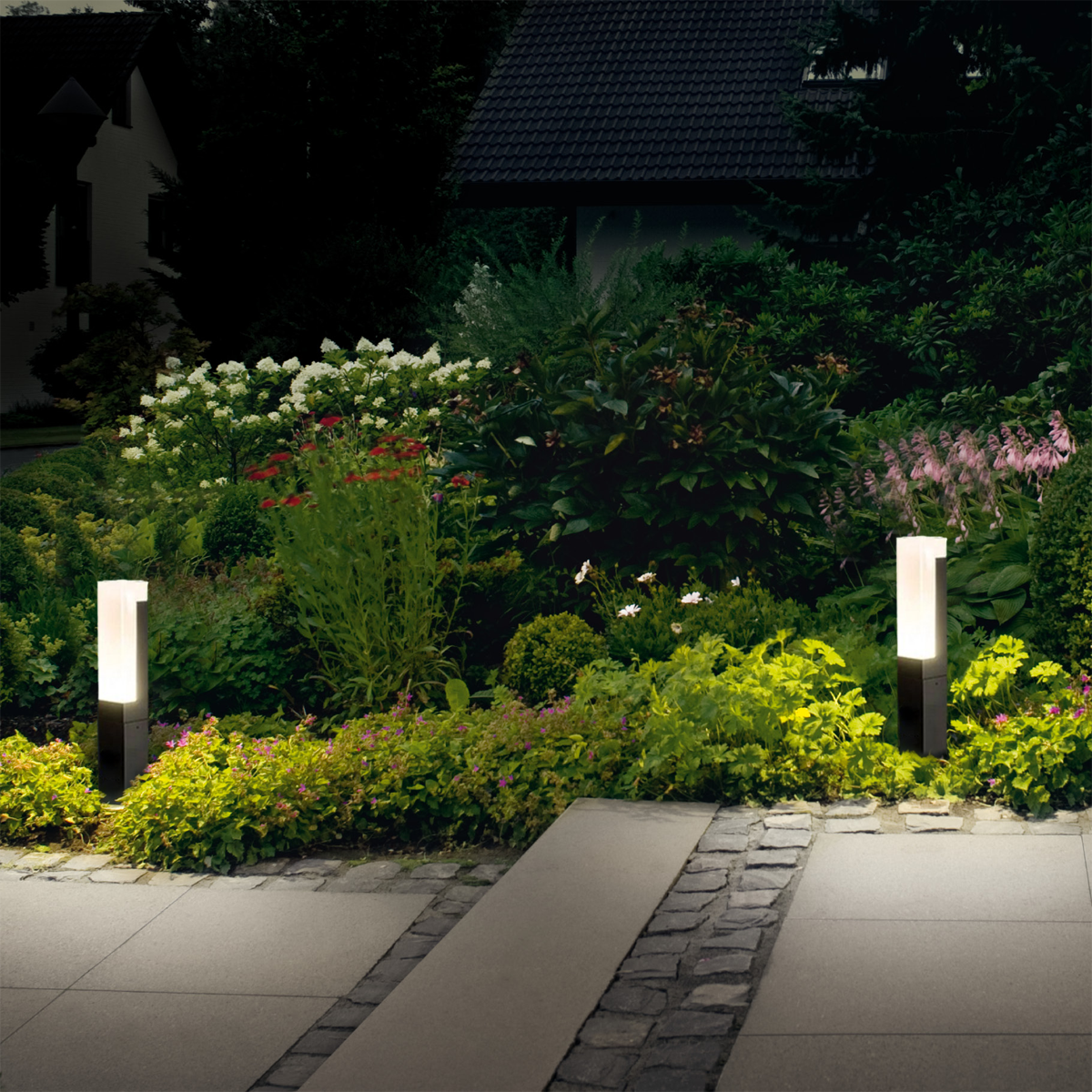 Modern Außenwegeleuchte LED Sensor Schwarz Aluminium Sensor Garten/Straßenrand