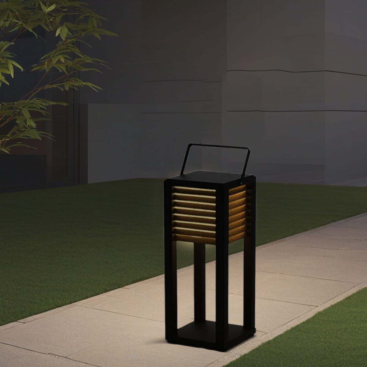 Moderne Außenstehleuchte LED Schwarz Metall Solar Garten/Terrasse
