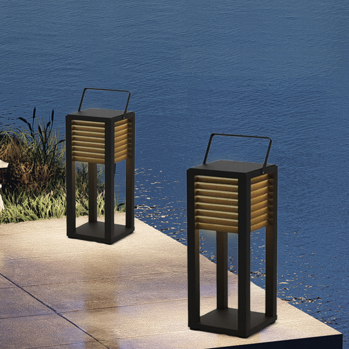 Moderne Außenstehleuchte LED Schwarz Metall Solar Garten/Terrasse