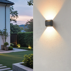 Modern Außenwandleuchte LED Solar Metall Schwarz Garten Terrasse Flur