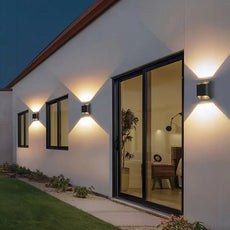 Modern Außenwandleuchte LED Solar Metall Schwarz Garten 