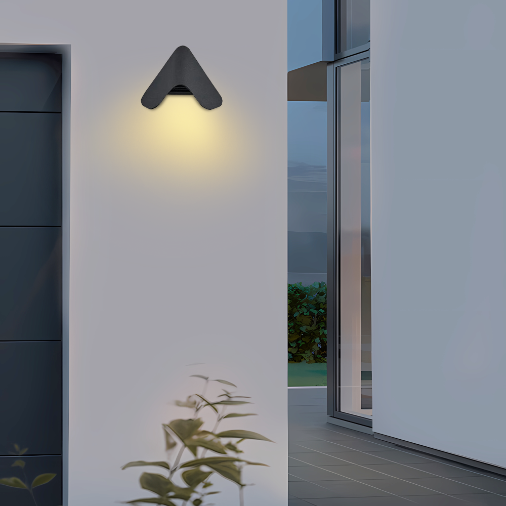 Minimalistische Außenwandleuchte LED Dreieck Schwarz Aluminium Garten/Terrasse
