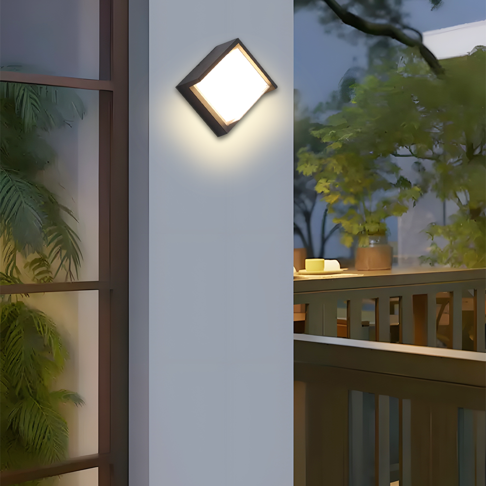 Modern Außenwandleuchte LED Quadratisch Schwarz Metall Garten/Balkom