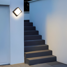 Modern Außenwandleuchte LED Quadratisch Schwarz Metall Garten/Balkom