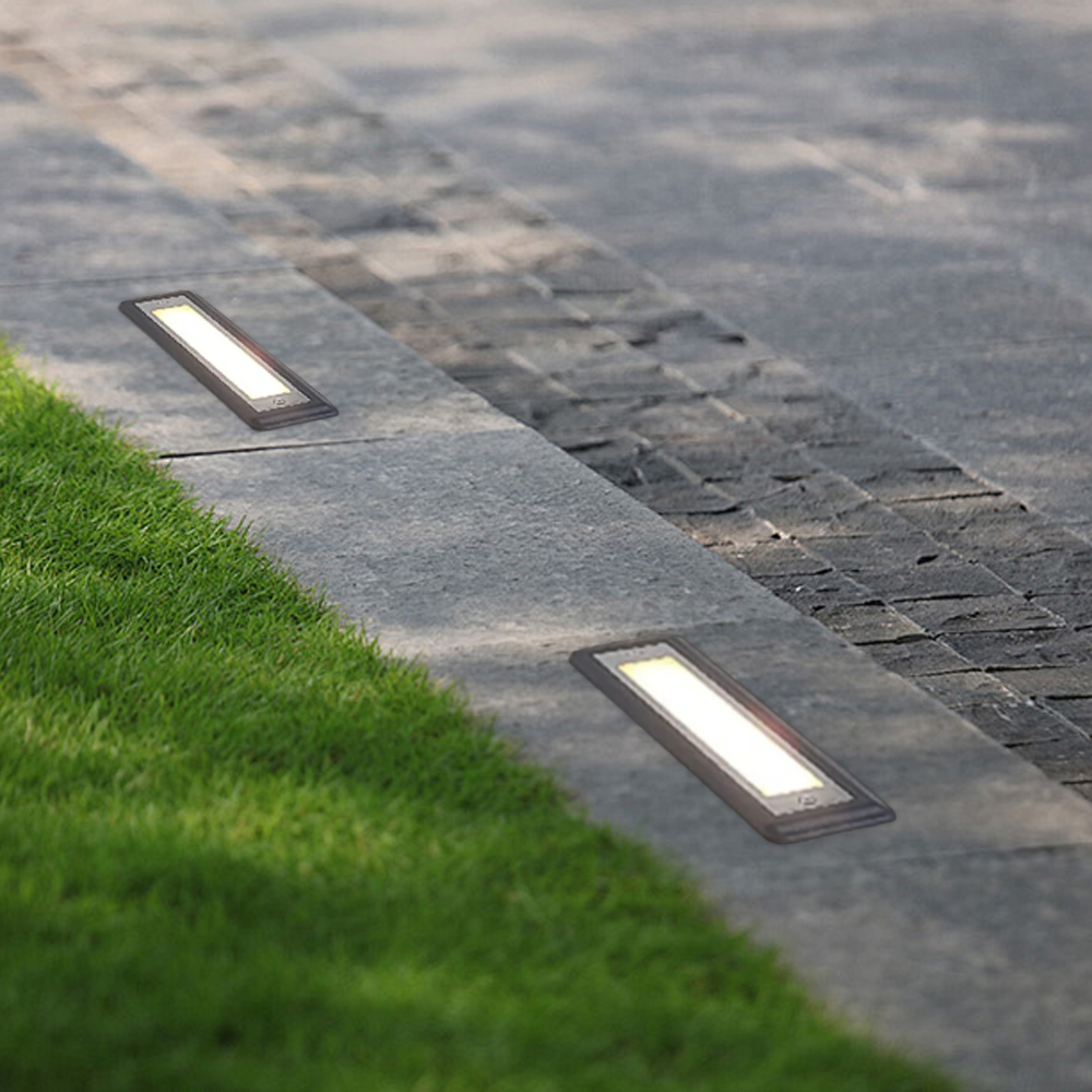 Moderne Außenwandleuchte/Treppenleuchte LED Rechteckig Metall Schwarz Außen