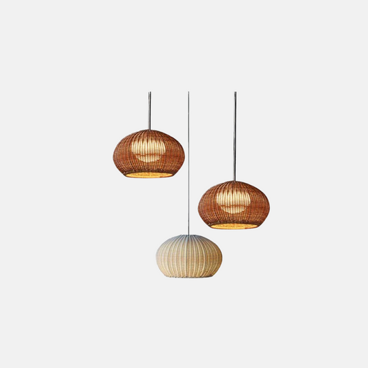 Landhausstil Außenpendelleuchte LED Laterne Beige Metall/Rattan Garten