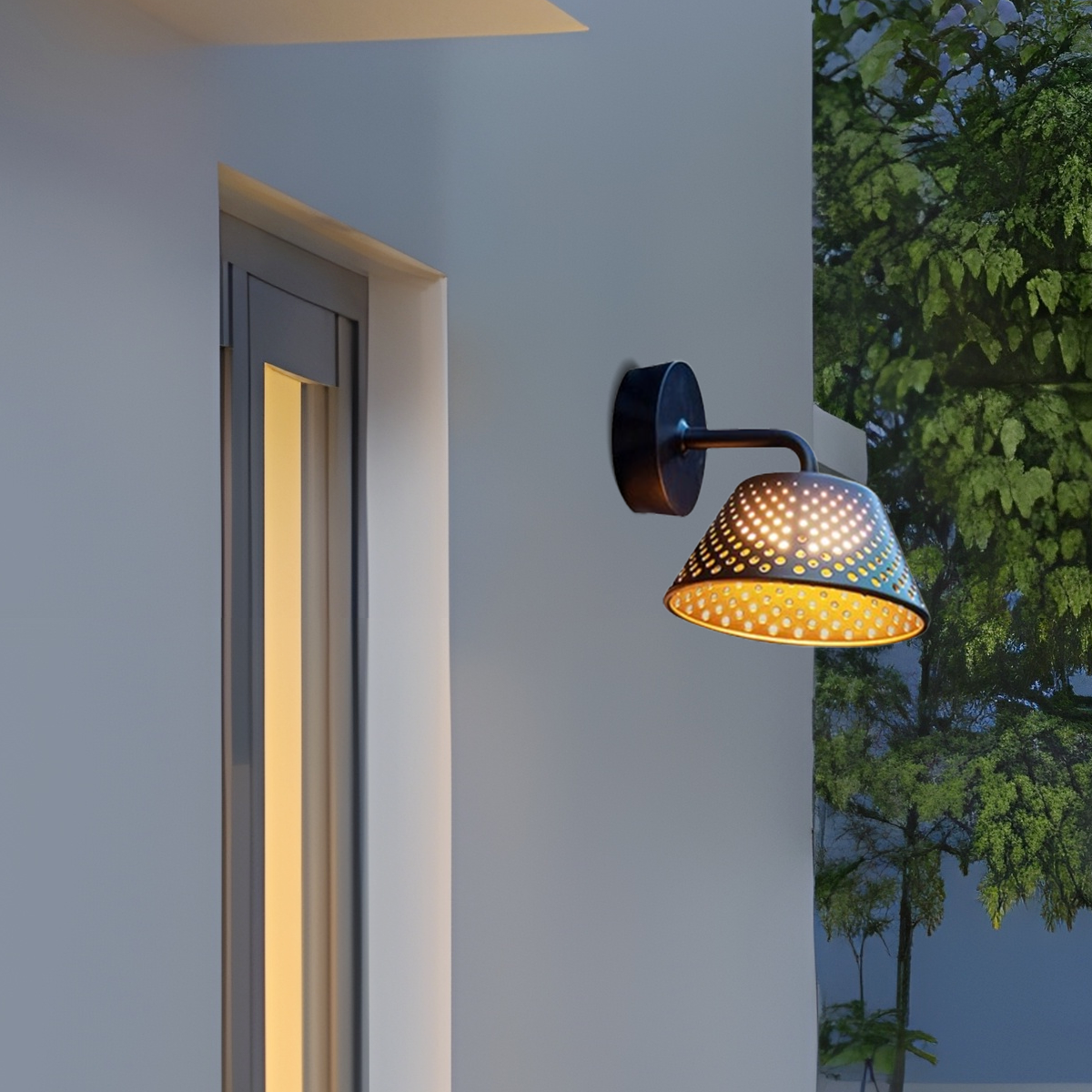 Industriell Außenwandleuchte LED Metallhaube Schwarz Terrasse/Garten