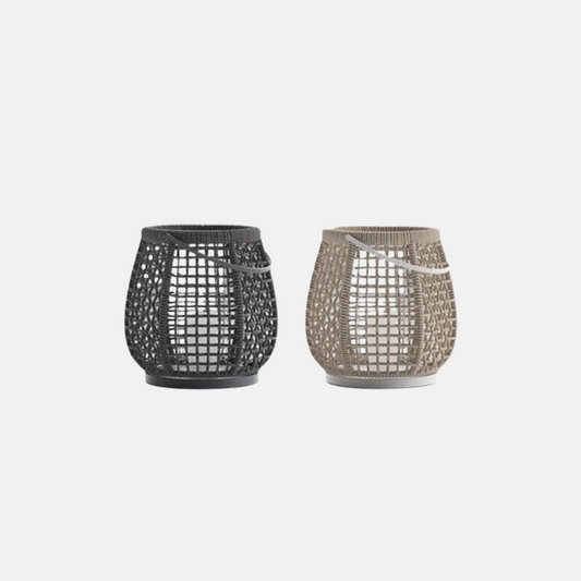 Bauernhaus Stehlampe Schwarz Rattan Laterne Garten