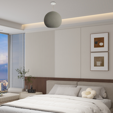 Modern Pendelleuchte LED Kugel Grau Metall Schlafzimmer